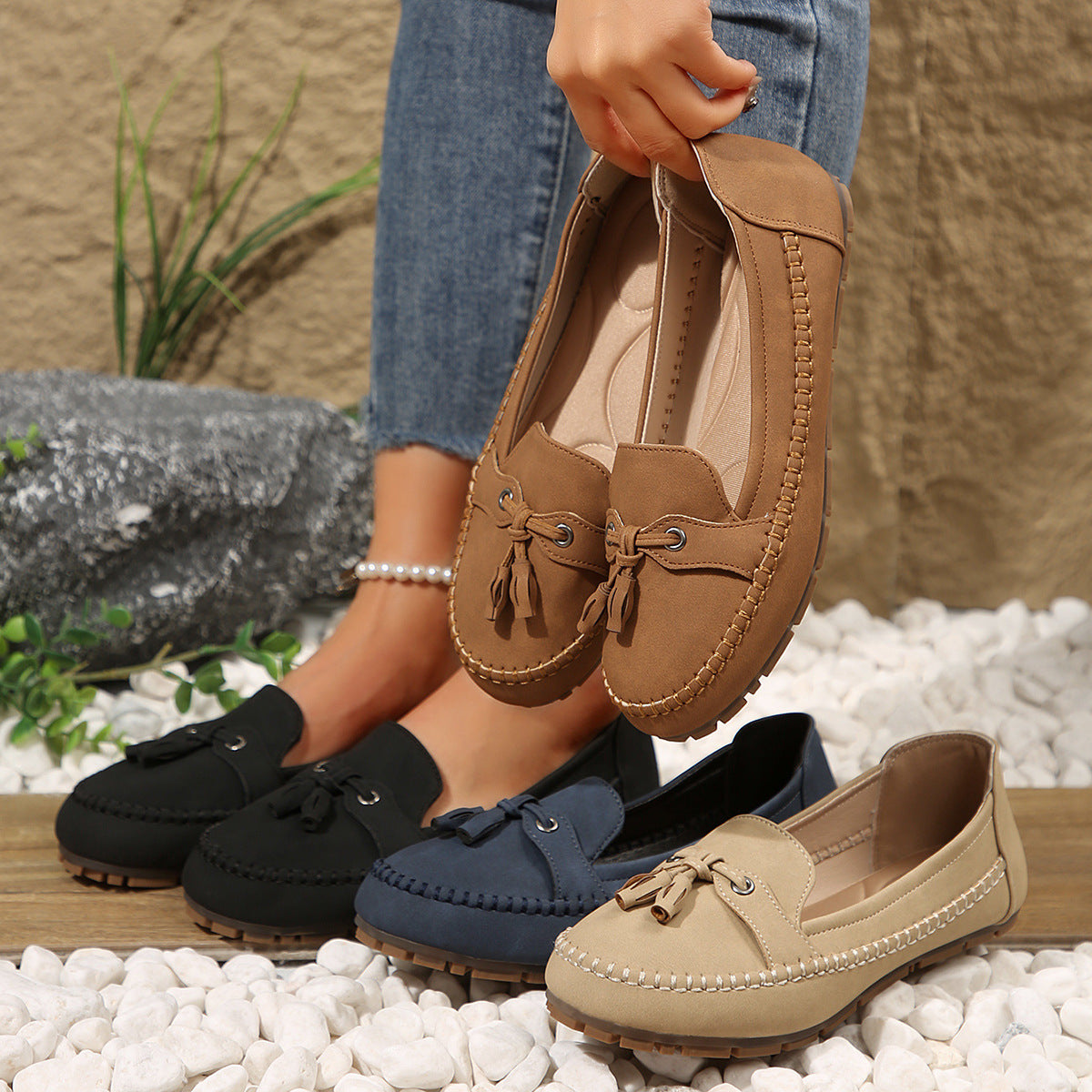 🔥Letzter Tag 49% Rabatt - Bequeme weiche Slipper für Damen im Vintage-Stil mit Schleife