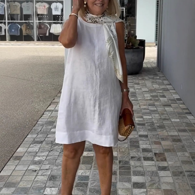 Lässiges ärmelloses Kleid mit Rundhalsausschnitt für Damen