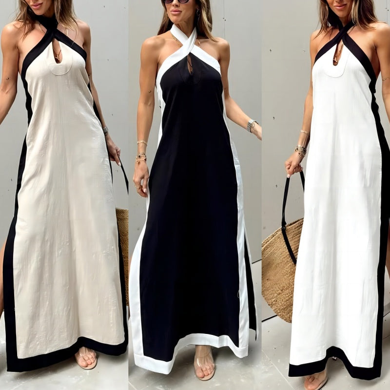 Rückenfreies Neckholder-Maxikleid mit Schlitz für Damen