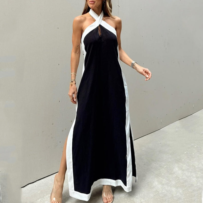 Rückenfreies Neckholder-Maxikleid mit Schlitz für Damen