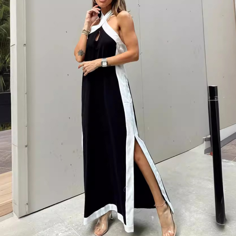 Rückenfreies Neckholder-Maxikleid mit Schlitz für Damen