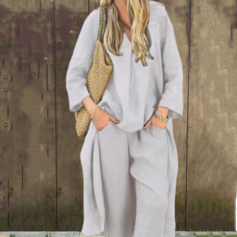 🌞👚2-teiliges Sommer-Set mit lockerem Schnitt und V-Ausschnitt und Tasche für Damen🌸