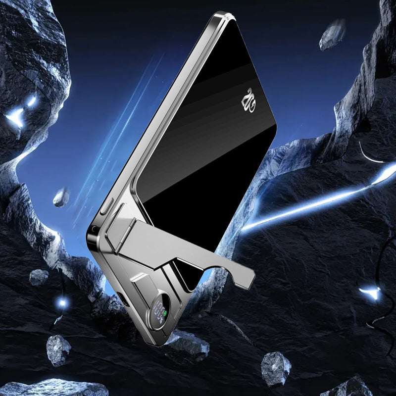 Ultradünne Schnellladebatterie mit integrierter Halterung, Magnetband, kabelloser externer Batterie, mobiler Stromversorgung