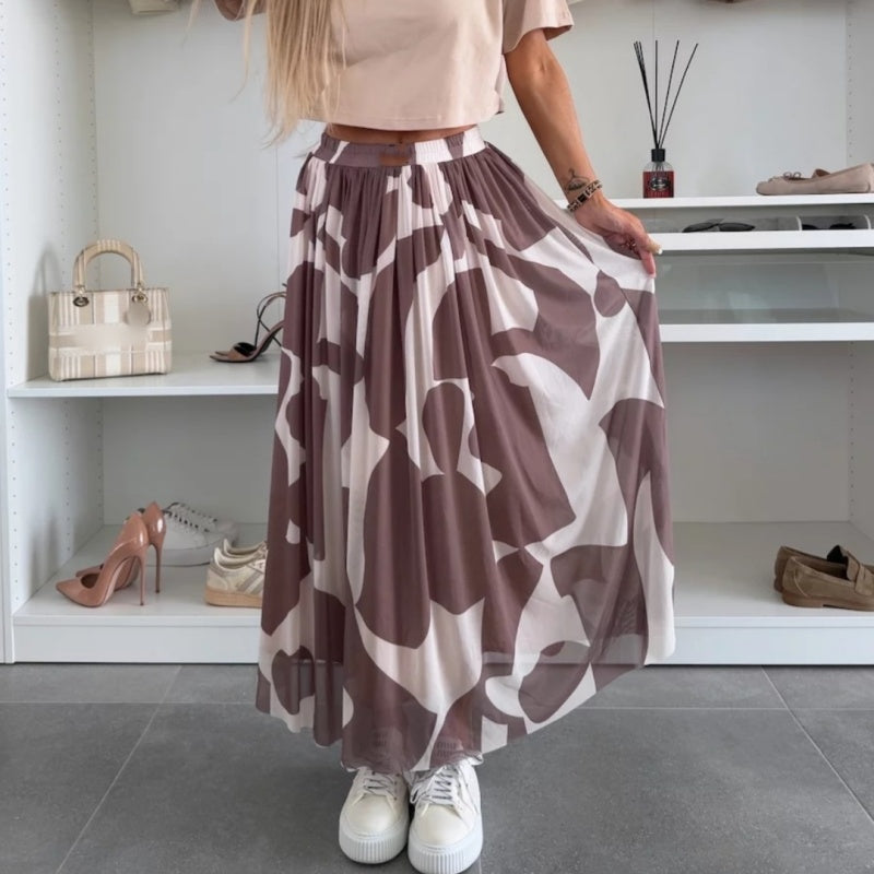 ☀️2025 frühsommer neu 👗Damen-Maxirock mit trendigem Druck und elastischem Bund