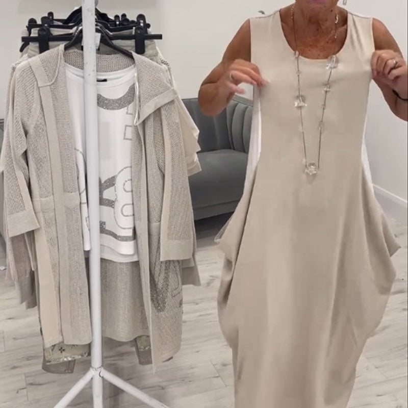 Schlichtes ärmelloses Kleid mit Taschen