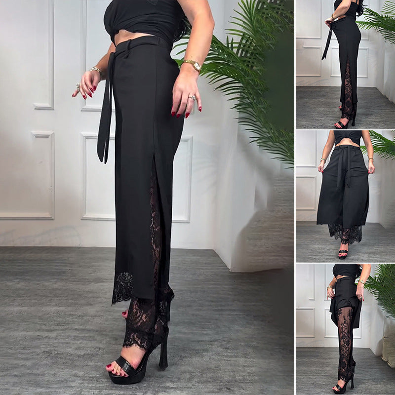 Sexy Damenhose mit weitem Bein und Spitzen-Innenfutter
