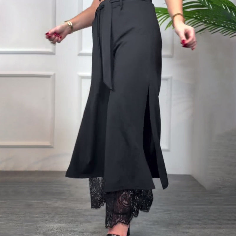 Sexy Damenhose mit weitem Bein und Spitzen-Innenfutter