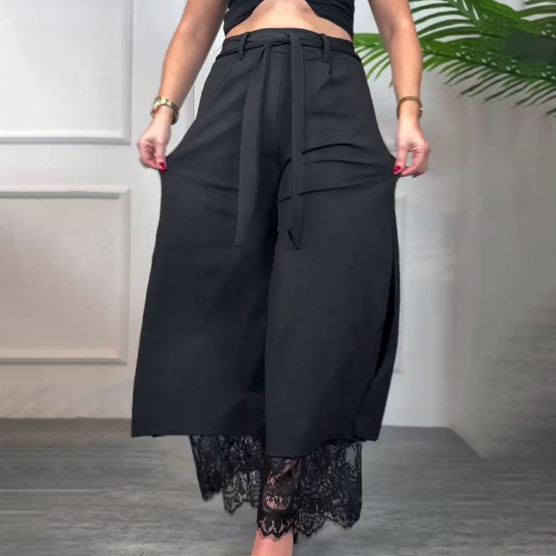 Sexy Damenhose mit weitem Bein und Spitzen-Innenfutter