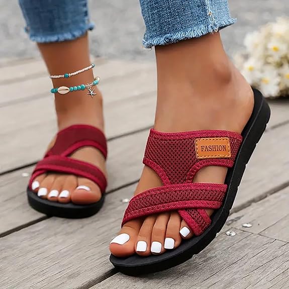 🔥2025 Sommer-Rabatt🩴Bequeme flache Sandalen mit offener Spitze für breite Füße💖