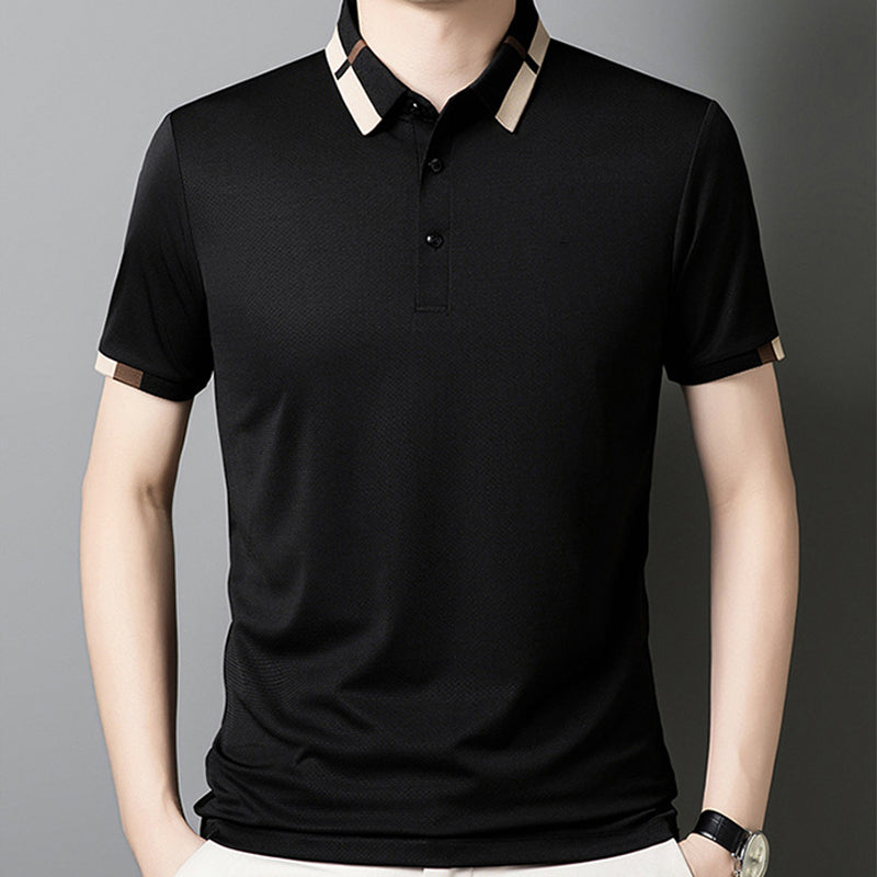 ✨LAST DAY SALE 50% OFF✨Men's Stretch Ice Silk Short Sleeve Lapel T-shirt