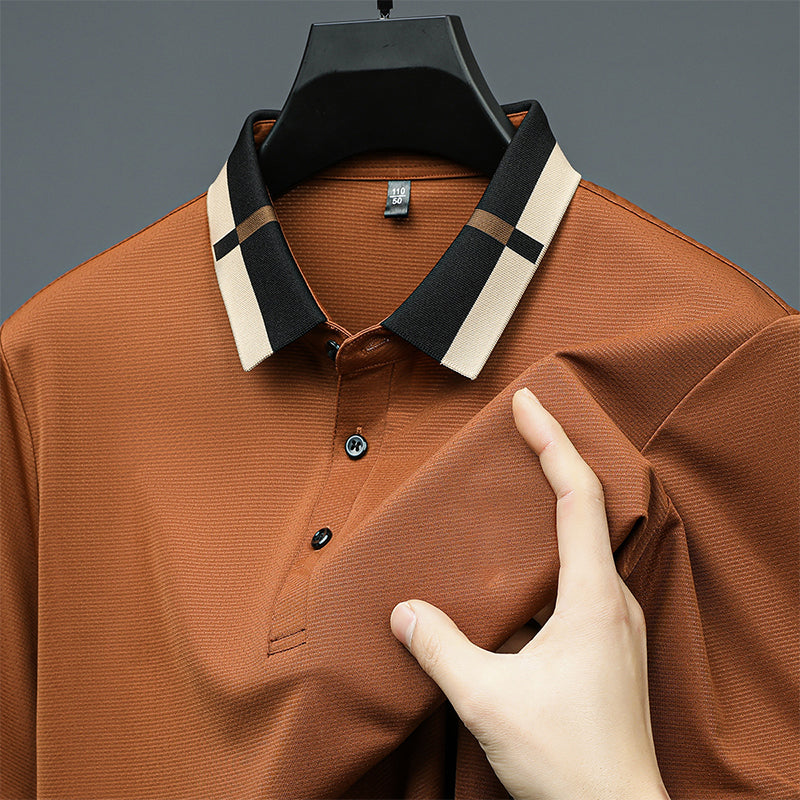 ✨LAST DAY SALE 50% OFF✨Men's Stretch Ice Silk Short Sleeve Lapel T-shirt