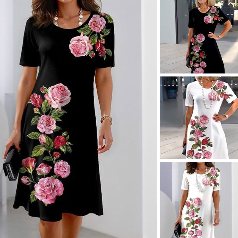 🌸Frühjahrsangebote💐 Rose Bloom Kurzarmkleid
