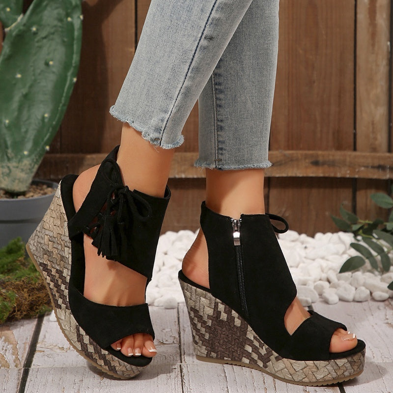 Frauen Quaste Open Tobe Plattform Keilsandalen✨✨