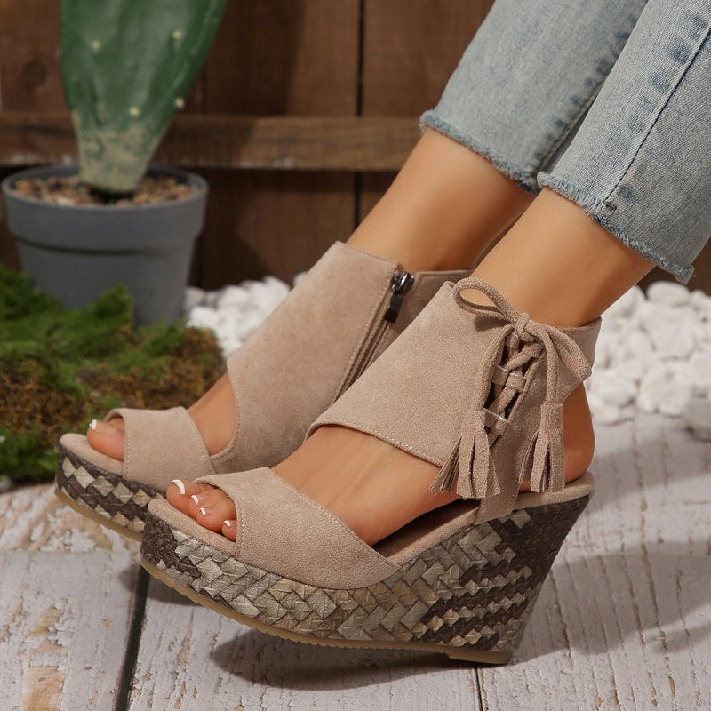 Frauen Quaste Open Tobe Plattform Keilsandalen✨✨