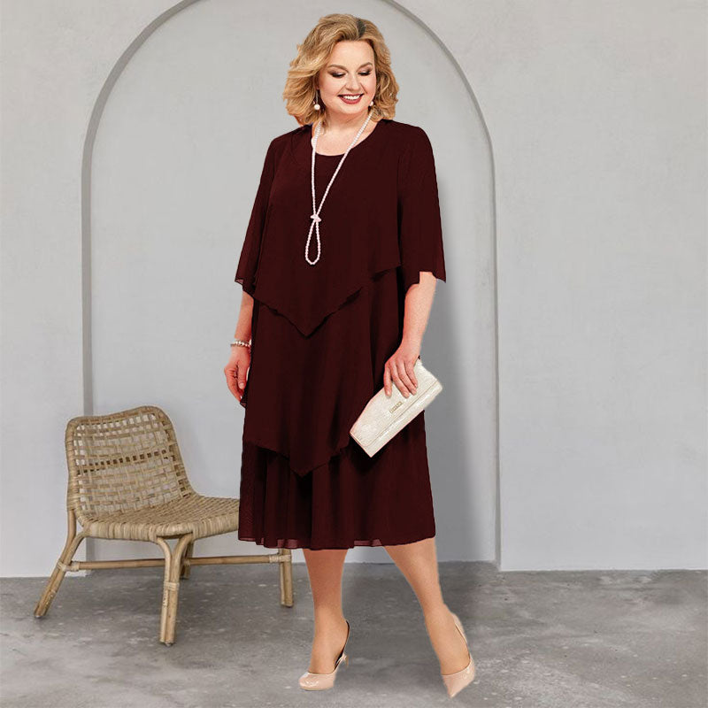 🔥50% Rabatt👗Midikleid im Lagen-Look in großen Größen