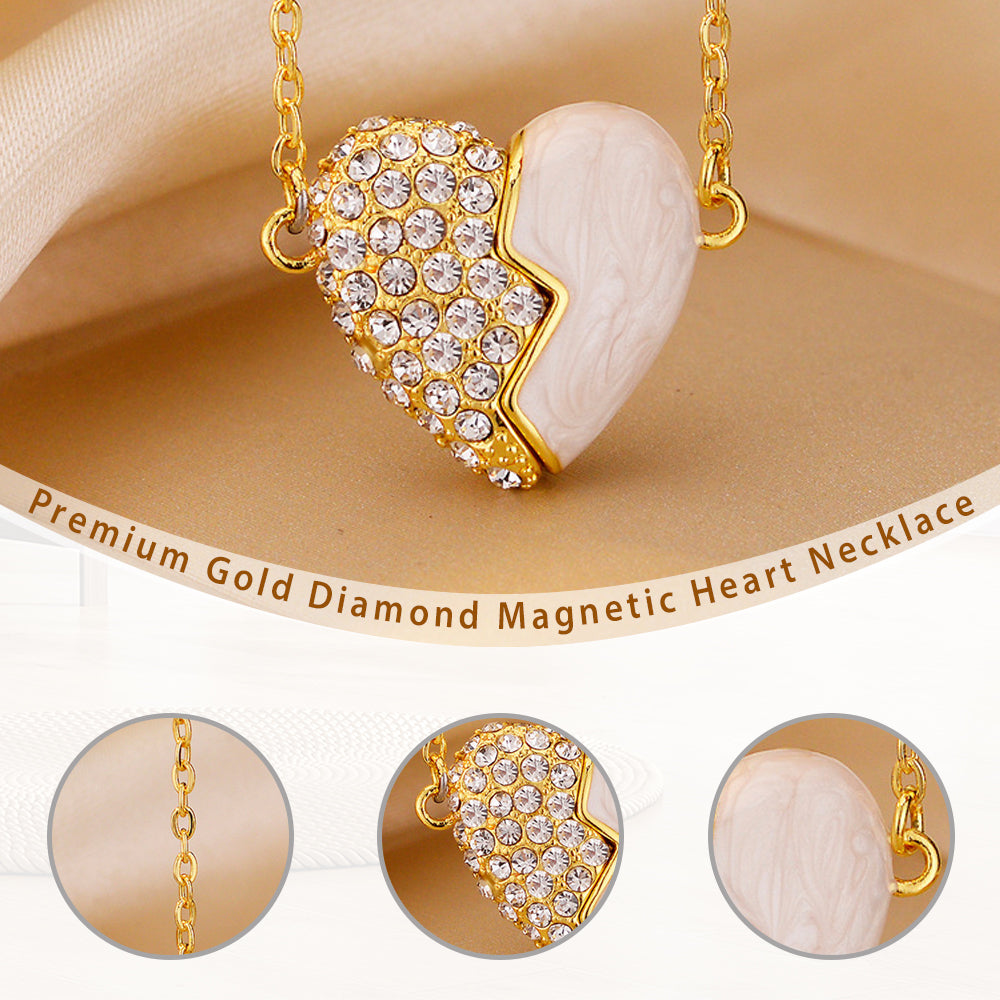 ✨ 2025 New Couple Halskette📿💖Premium Gold Diamant Magnetische Herz Halskette