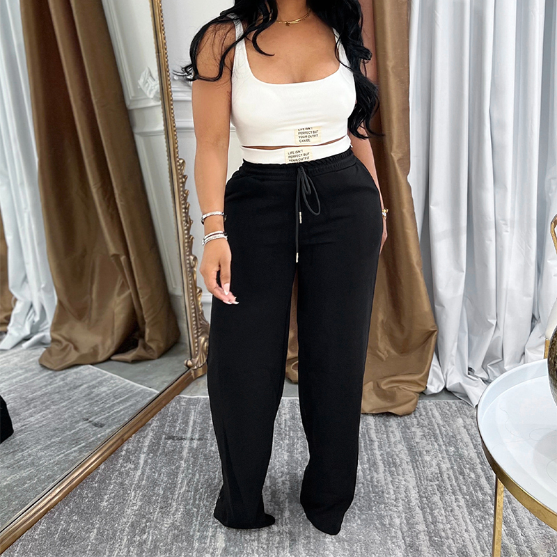 Zweiteiliges Set aus ärmellosem Tanktop und Hose mit Kordelzug für Damen