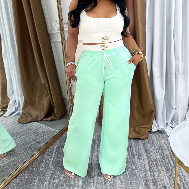Zweiteiliges Set aus ärmellosem Tanktop und Hose mit Kordelzug für Damen