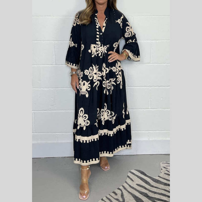 🌸Atmungsaktives Sommerkleid mit Ethno-Druck – Leicht & Reisefreundlich für Damen