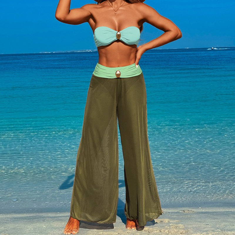 3-teiliges Bademode-Set für Damen – Oberteil, Unterteil und Strandhose