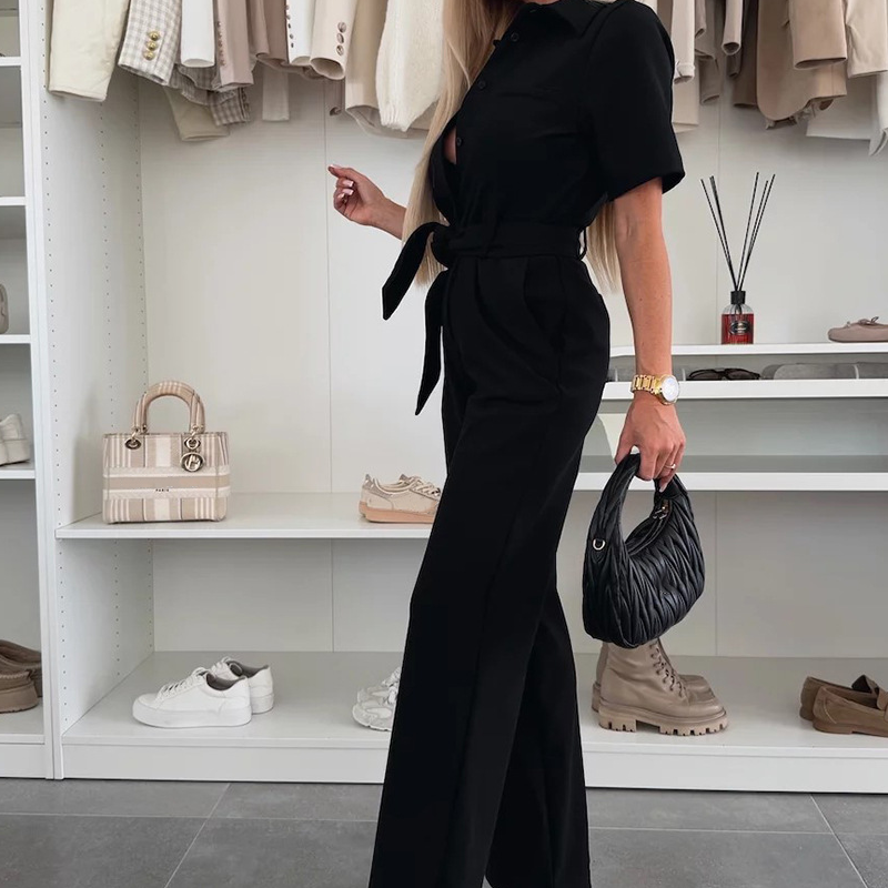 ✨2025 Neue Produkte💕Button-Down-Jumpsuit mit Taillenband für Damen