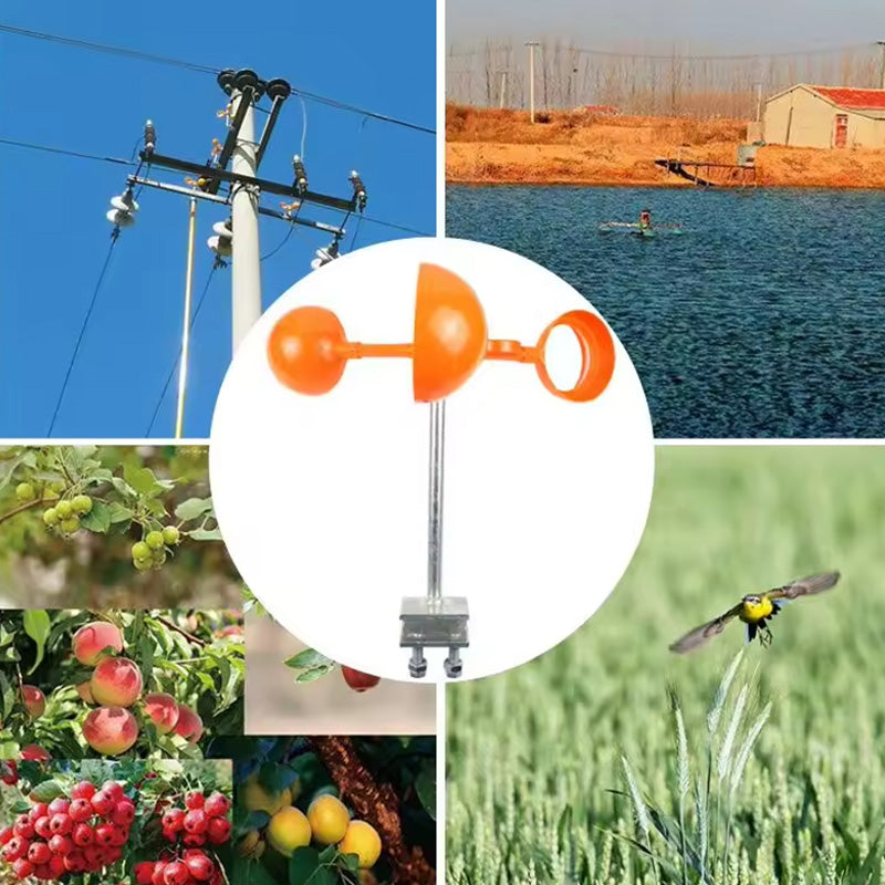 Vogelscheuche mit Reflektor und Windmaschine mit Sound
