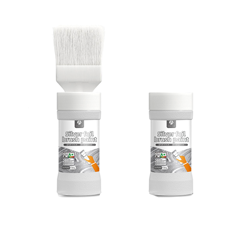 WASSERBASIERTE METALLIC-SILBER-FARBE MIT INTEGRIERTEM PINZEL