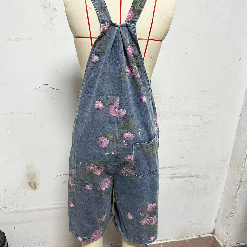 🔥2025 Heiße Produkte🔥Modischer Denim-Overall mit Blumendruck im Vintage-Look