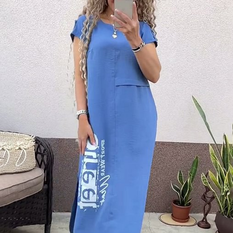 Robe Été Femme Loose - Coupe A, Manches Courtes, Avec Poches, En Polyester (Taille S à 5XL)