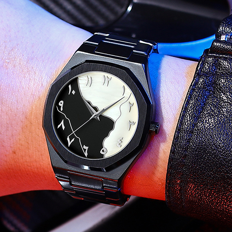 đâModische, vielseitige Herrenuhr mit Stahlarmband
