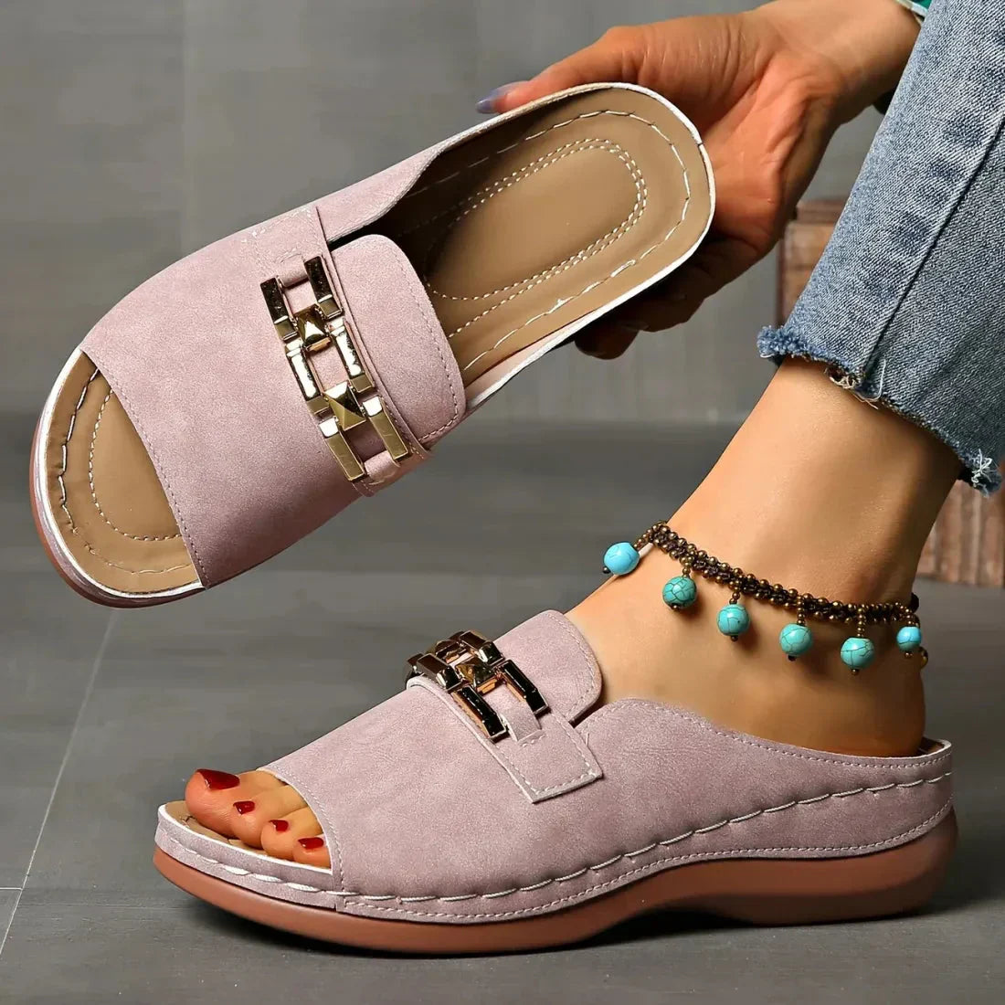 👡✨Orthopädische Sandalen mit goldener Schnalle