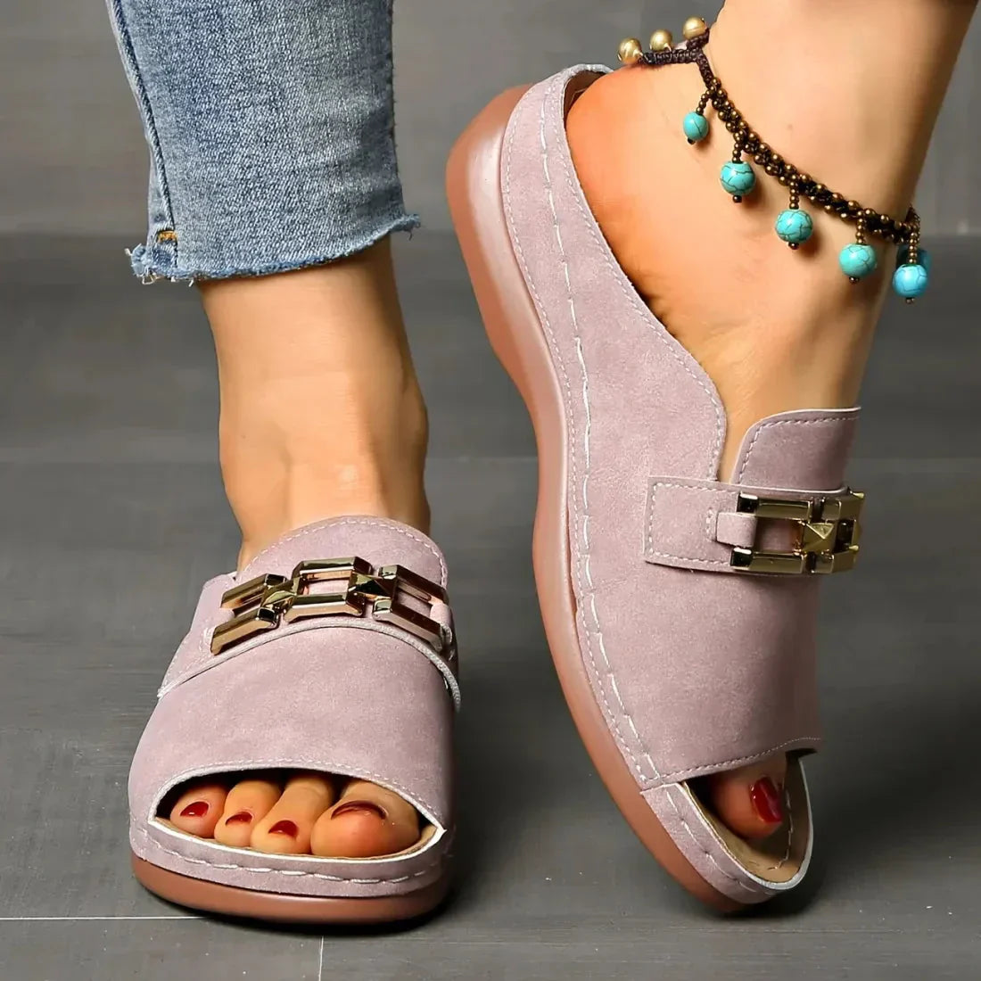 👡✨Orthopädische Sandalen mit goldener Schnalle
