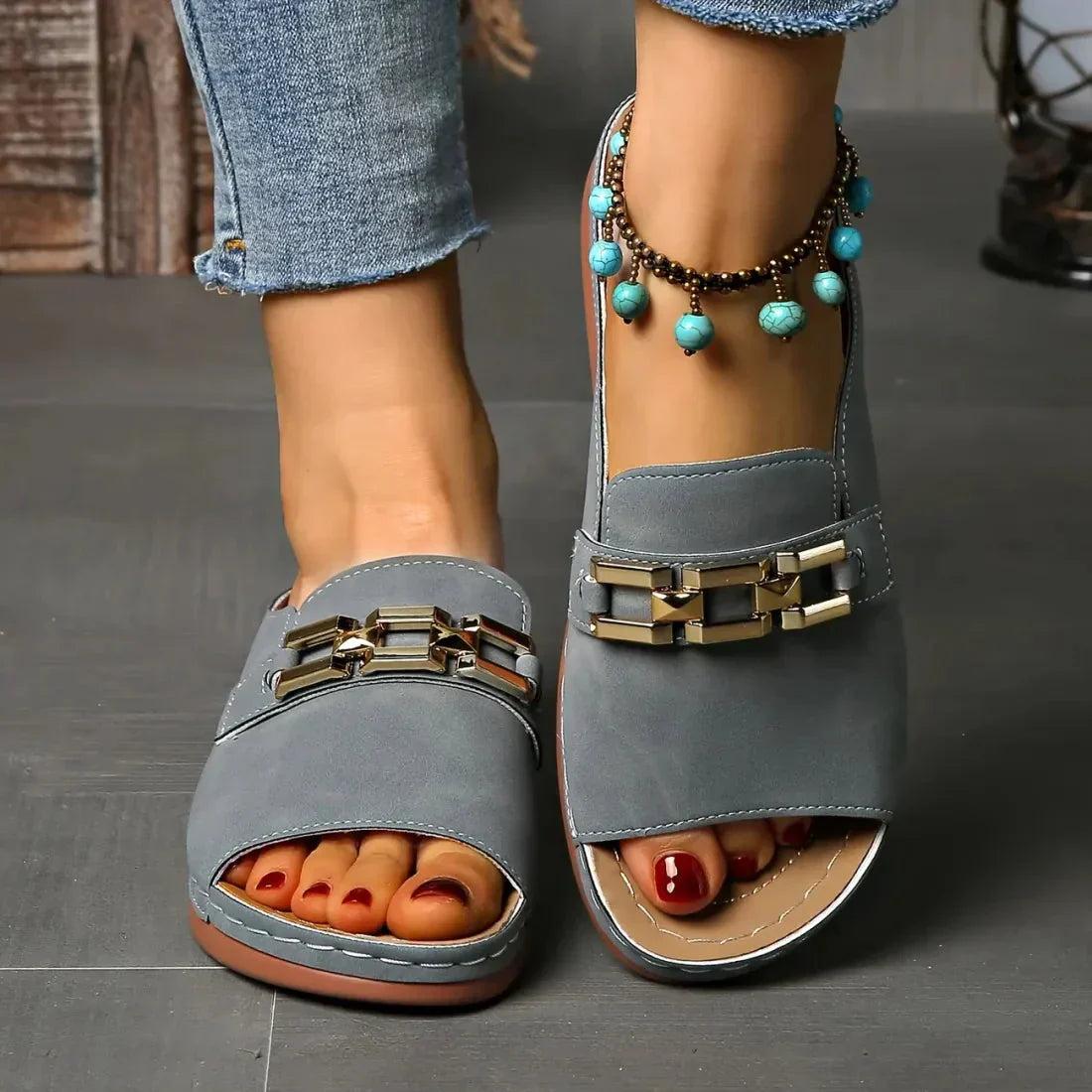 👡✨Orthopädische Sandalen mit goldener Schnalle