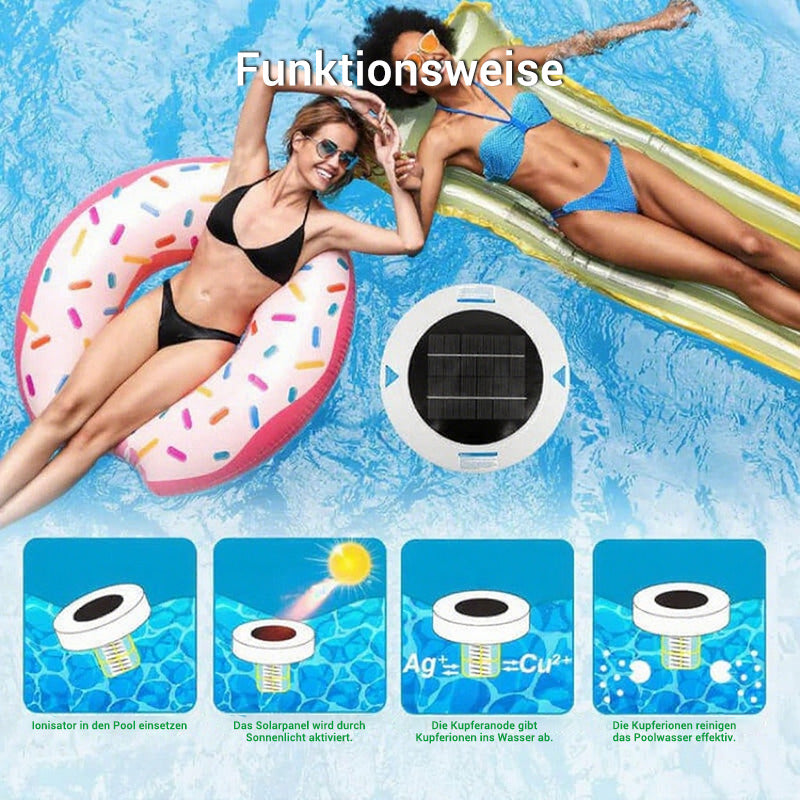 Kristallklarer Pool ā ohne Chemie, mit Solarenergie! šSOLARBETRIEBENER SCHWIMMENDER POOL-IONISATOR