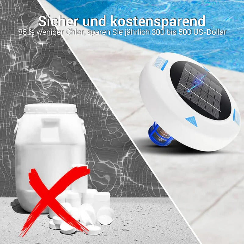 Kristallklarer Pool ā ohne Chemie, mit Solarenergie! šSOLARBETRIEBENER SCHWIMMENDER POOL-IONISATOR