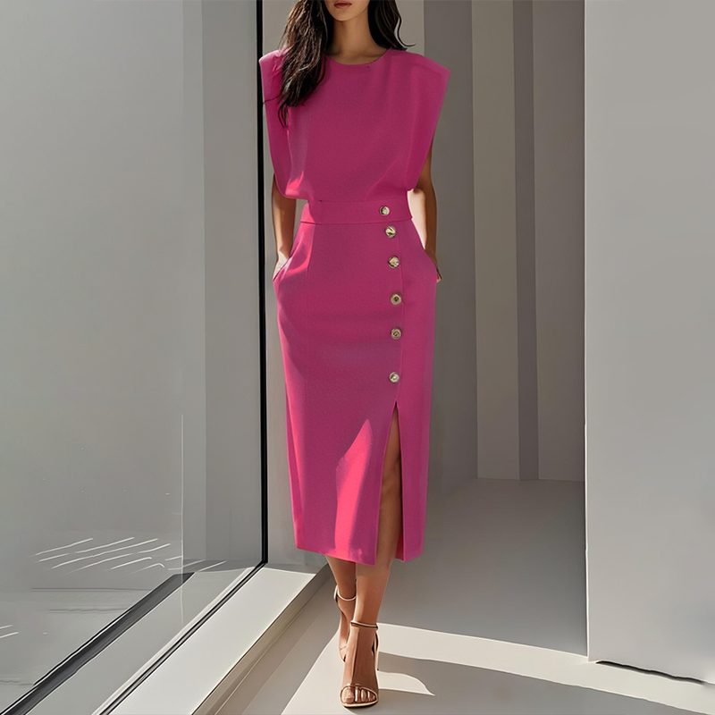 🌸Elegantes Midikleid mit Schlitz für Damen