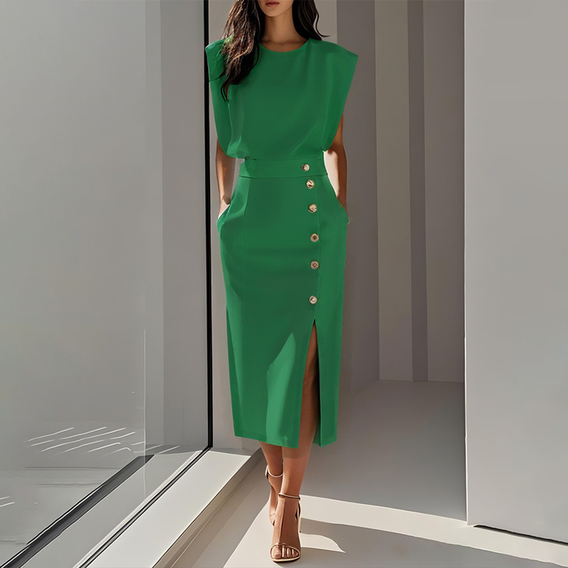 🌸Elegantes Midikleid mit Schlitz für Damen