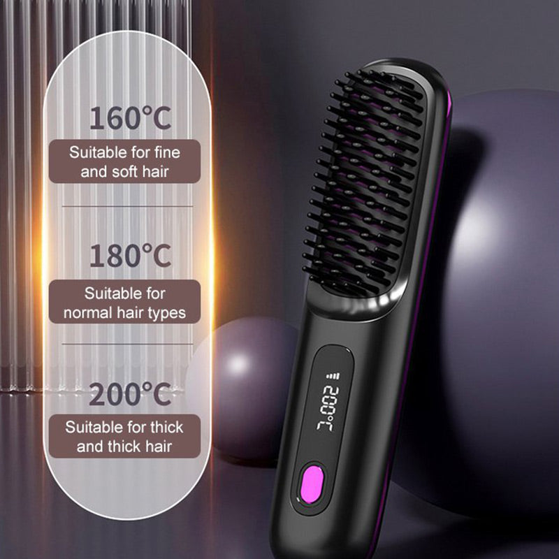 ✨50 % Rabatt🌸Kabelloser beheizbarer Keramikkamm zum Glätten der Haare