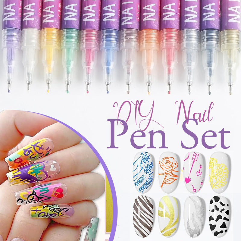 🎁Heißer Verkauf – 50 % Rabatt!✨ 12 Farben Nagelkunst-Stifte-Set für kreative Designs 💅🎨