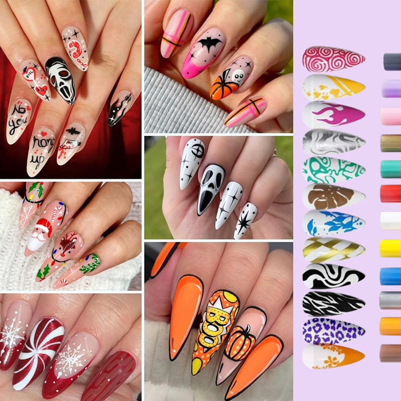 🎁Heißer Verkauf – 50 % Rabatt!✨ 12 Farben Nagelkunst-Stifte-Set für kreative Designs 💅🎨
