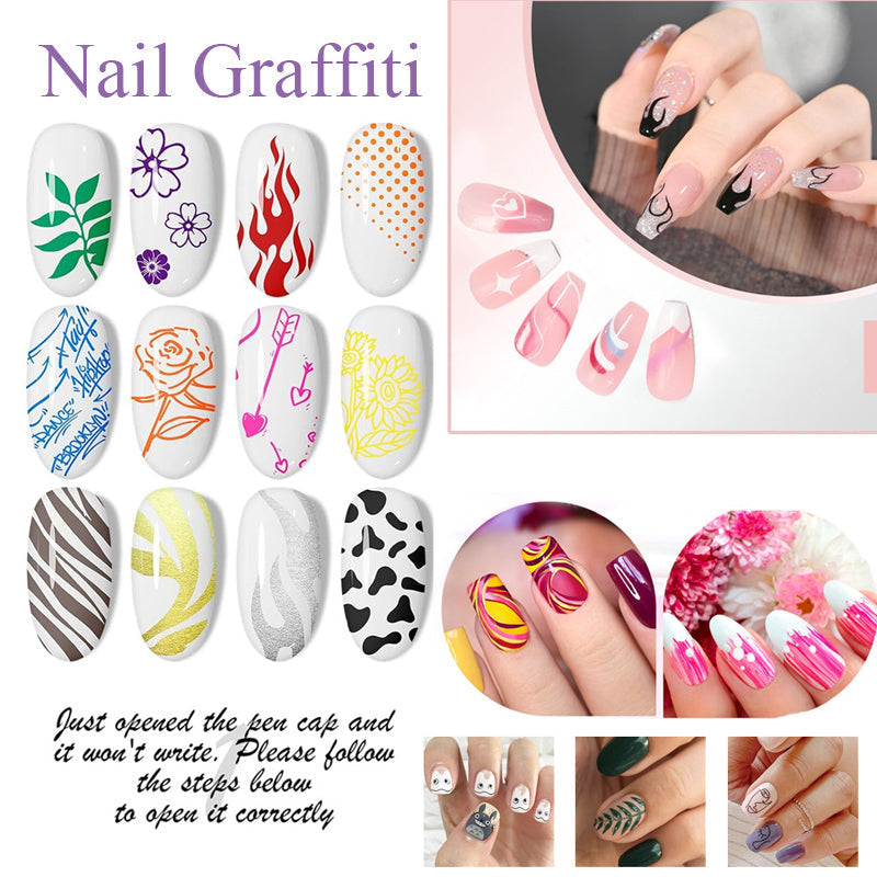🎁Heißer Verkauf – 50 % Rabatt!✨ 12 Farben Nagelkunst-Stifte-Set für kreative Designs 💅🎨