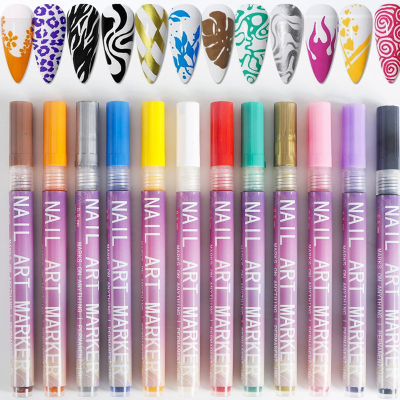 🎁Heißer Verkauf – 50 % Rabatt!✨ 12 Farben Nagelkunst-Stifte-Set für kreative Designs 💅🎨