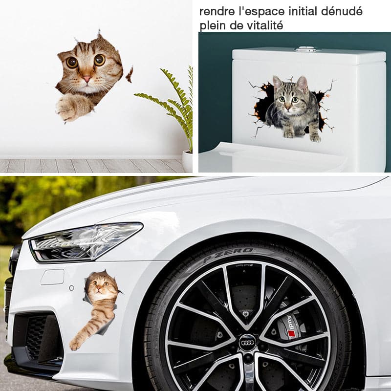 3D-Wandaufkleber mit abnehmbaren Katzen- und Hundemotiven