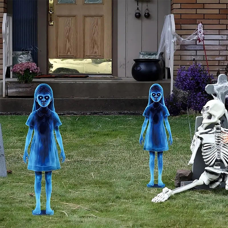 👻Metallische Mädchen-Geisterstatue – Halloween-Gartendekoration komplett aus Metall👻