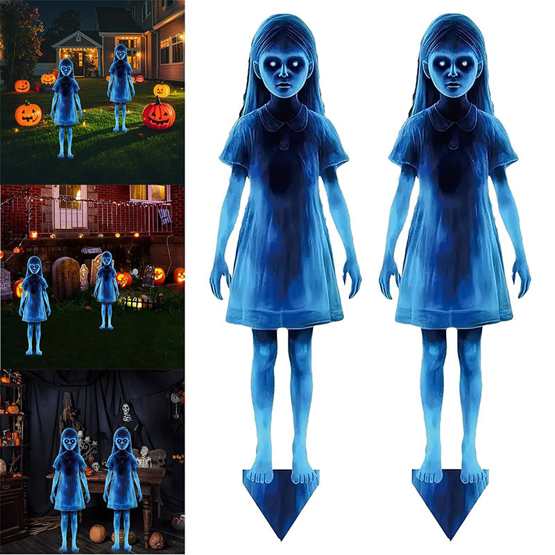 👻Metallische Mädchen-Geisterstatue – Halloween-Gartendekoration komplett aus Metall👻