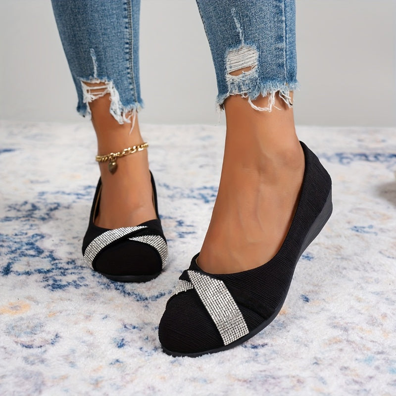 đ„49% RABATT â Leichte, modische Damenschuhe mit Strass und Keilabsatz
