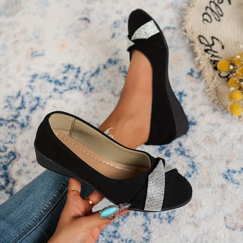 đ„49% RABATT â Leichte, modische Damenschuhe mit Strass und Keilabsatz