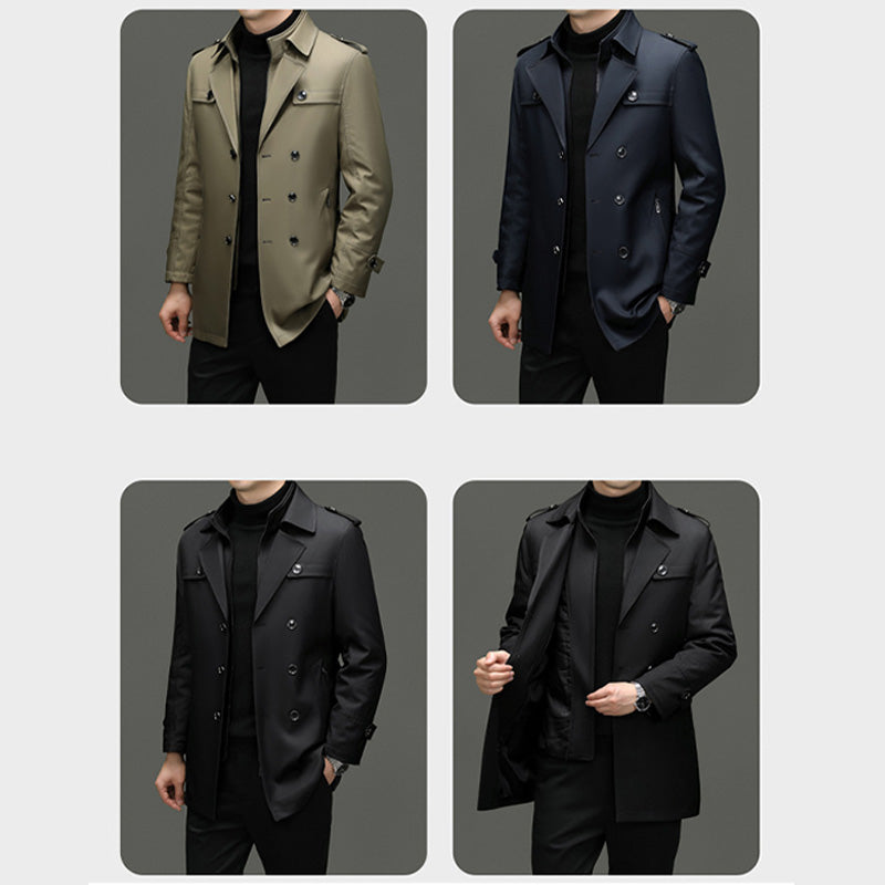 ✨Nur für kurze Zeit 49% Rabatt – Herren-Trenchcoat in mittlerer Länge mit herausnehmbarem Futter