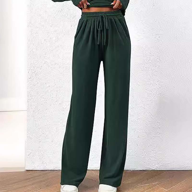 Asymmetrisches Langarmshirt & Hose mit weitem Bein – Zweiteiler
