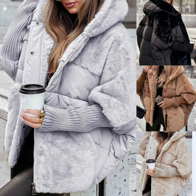 đ„VorwĂ€rmung fĂŒr den Winter â Riesige Rabatteđ„Damen Oversized Pufferjacke mit Kapuze im Patchwork-Design